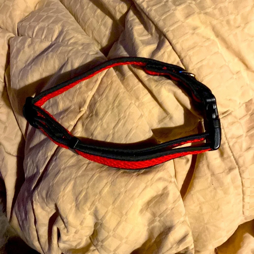 NWOT red and black adjustable collar large 18” to 22”.